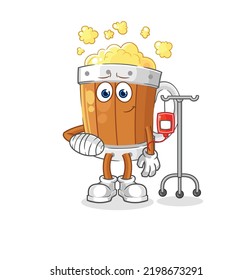 the beer mug sick in IV illustration. character vector