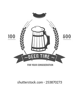 Beer mug sign scalable vector illustration. Logo and insignia design.