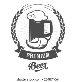 Beer mug sign scalable vector illustration. Logo and insignia design.