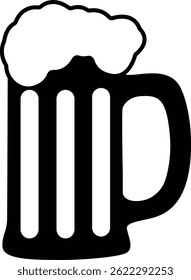 Beer Mug Silhouette Design On White Background