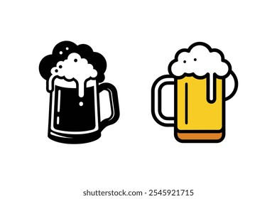 Beer Mug silhouette vector and color vector illustration 