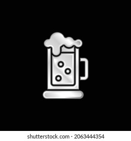 Beer Mug silver plated metallic icon