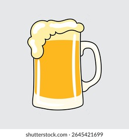 Beer mug simple isolated cartoon illustration with a light background