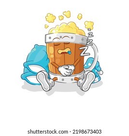 the beer mug sleeping character. cartoon mascot vector