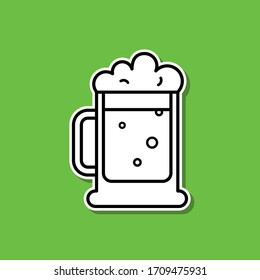 Beer mug sticker icon. Simple thin line, outline vector of alcohol drink icons for ui and ux, website or mobile application