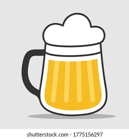 Beer mug for stickers, logos, stickers and theme design. Color simple vector illustration