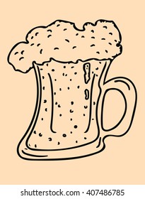 Beer mug stylized vector drawing