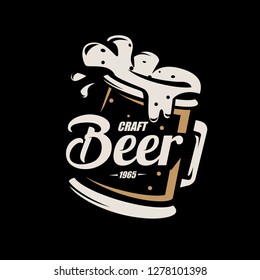 Beer mug, stylized vector symbol in retro style, logo template