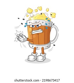 the beer mug swat fly character. cartoon mascot vector