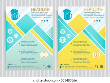 Beer mug symbol on vector brochure flyer design layout template. Business modern template