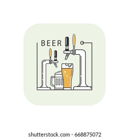 Beer mug and tap. Vector illustration.