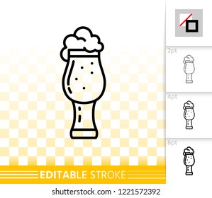 Beer Mug thin line icon. Outline sign of tall glass. Pub Bar linear pictogram with different stroke width. Simple vector symbol, transparent background. Alcohol drink editable stroke icon without fill