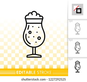 Beer Mug thin line icon. Outline sign of tall glass. Pub Bar linear pictogram with different stroke width. Simple vector symbol, transparent background. Alcohol drink editable stroke icon without fill