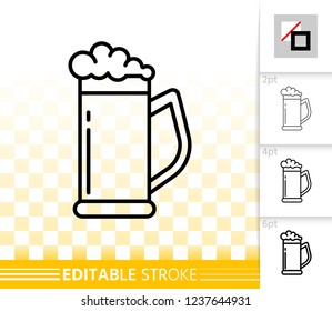 Beer Mug thin line icon. Outline web sign of tall glass. Pub linear pictogram with different stroke width. Alcohol beverage simple vector transparent symbol. Bar ware editable stroke icon without fill