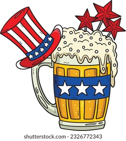 Beer Mug with a Top Hat Cartoon Colored Clipart 