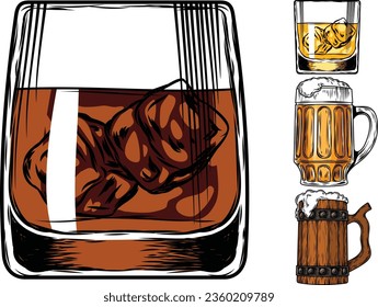 Diseños de clipart vectorial de jarra de cerveza. tazas de cerveza vectorial. juegos de mug. tazas de cerveza vectoriales de estilo plano