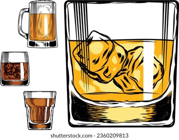 Diseños de clipart vectorial de jarra de cerveza. tazas de cerveza vectorial. juegos de mug. tazas de cerveza vectoriales de estilo plano