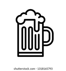 Beer Mug Vector, Feast Of Saint Patrick Line Style Icon