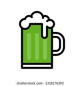 Beer mug vector, Feast of Saint Patrick filled style icon editable outline