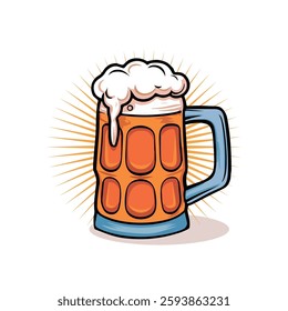 Beer mug vector, and beer glass vector art illustration design element