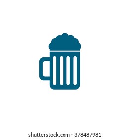 Beer mug. Vector icon blue
