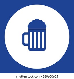 Beer mug. Vector icon blue and white
