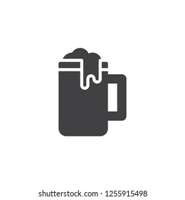 Beer mug vector icon. filled flat sign for mobile concept and web design. Glass of lager beer with foam simple solid icon. Symbol, logo illustration. Pixel perfect vector graphics