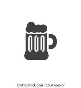 Beer mug vector icon. filled flat sign for mobile concept and web design. Foamy beer glass glyph icon. Symbol, logo illustration. Vector graphics