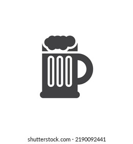 Icono del vector de la taza de cerveza. signo plano relleno para concepto móvil y diseño web. Cerveza con icono de glifo espumoso. Símbolo, ilustración del logotipo. Gráficos vectoriales