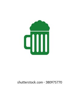 Beer mug. Vector icon green
