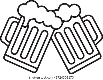 Beer mug vector icon line art. Beer glass cheers icon beverage vector 
