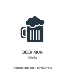 Beer mug vector icon on white background. Flat vector beer mug icon symbol sign from modern drinks collection for mobile concept and web apps design.