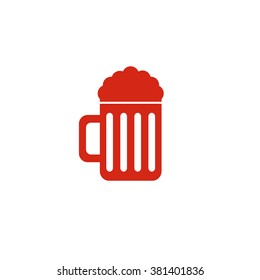 Beer mug. Vector icon red
