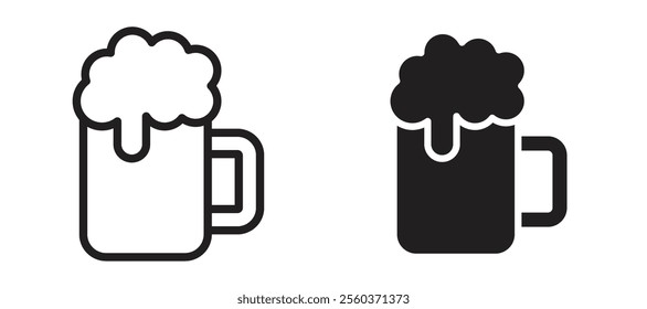 Beer mug vector icon set in black color.