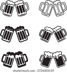 Beer mug vector icon set. Beer glass icons beverage vector illustration 