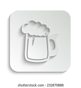 Beer mug - vector icon with shadow on a grey button