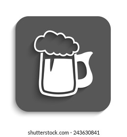 Beer mug - vector icon with shadow on a grey button