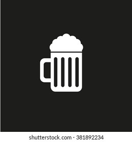 Beer mug. Vector icon white
