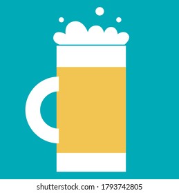 Beer mug vector illustration. Can be use for restaurants menu, cover, packaging. Drink flat hand drawn. Oktoberfest poster.