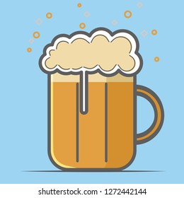 beer mug, vector illustration. flat icon. Alcohol, beer, craft beer. Brewing. Oktoberfest