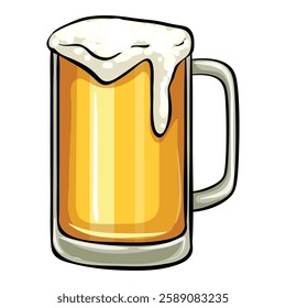 Beer mug. Vector illustration of a glass of beer with foam