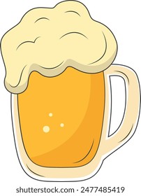 Bierkrug Vektorillustration im trendigen Cartoon-Stil. Isoliert auf weißem Hintergrund. 