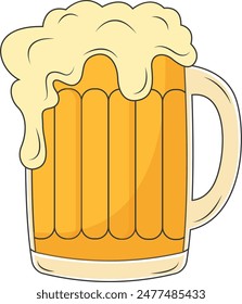 Beer Mug Vector Illustration in Trendy Cartoon Style. Isolated on White Background. 