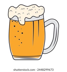 Beer in a mug, vector isolated illustration on a white background