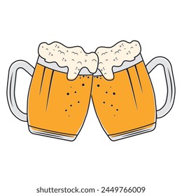 Beer in a mug, vector isolated illustration on a white background