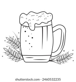 Beer in a mug, vector isolated illustration on a white background