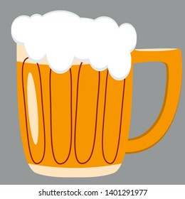 Beer. Mug of beer vector isolated image on a gray background