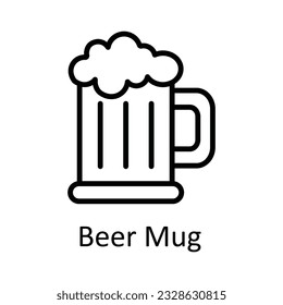 Beer Mug Vector outline Icon Design illustration. Food and drinks Symbol on White background EPS 10 File