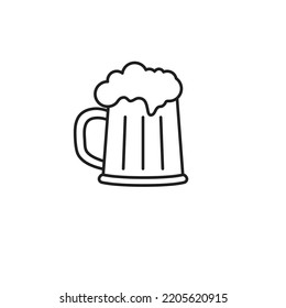 Beer mug vector outline, white background

