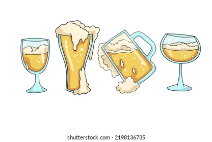 Beer mug vector set clipart